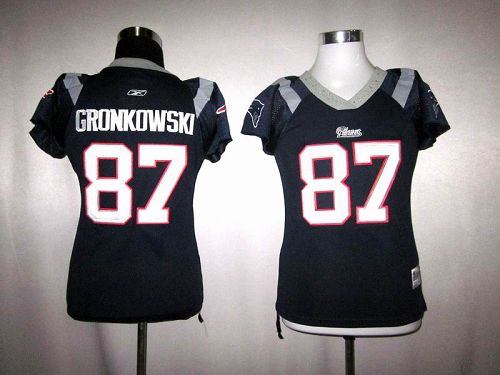 Patriots #87 Rob Gronkowski Blue Women's Field Flirt Stitched NFL Jersey - Click Image to Close